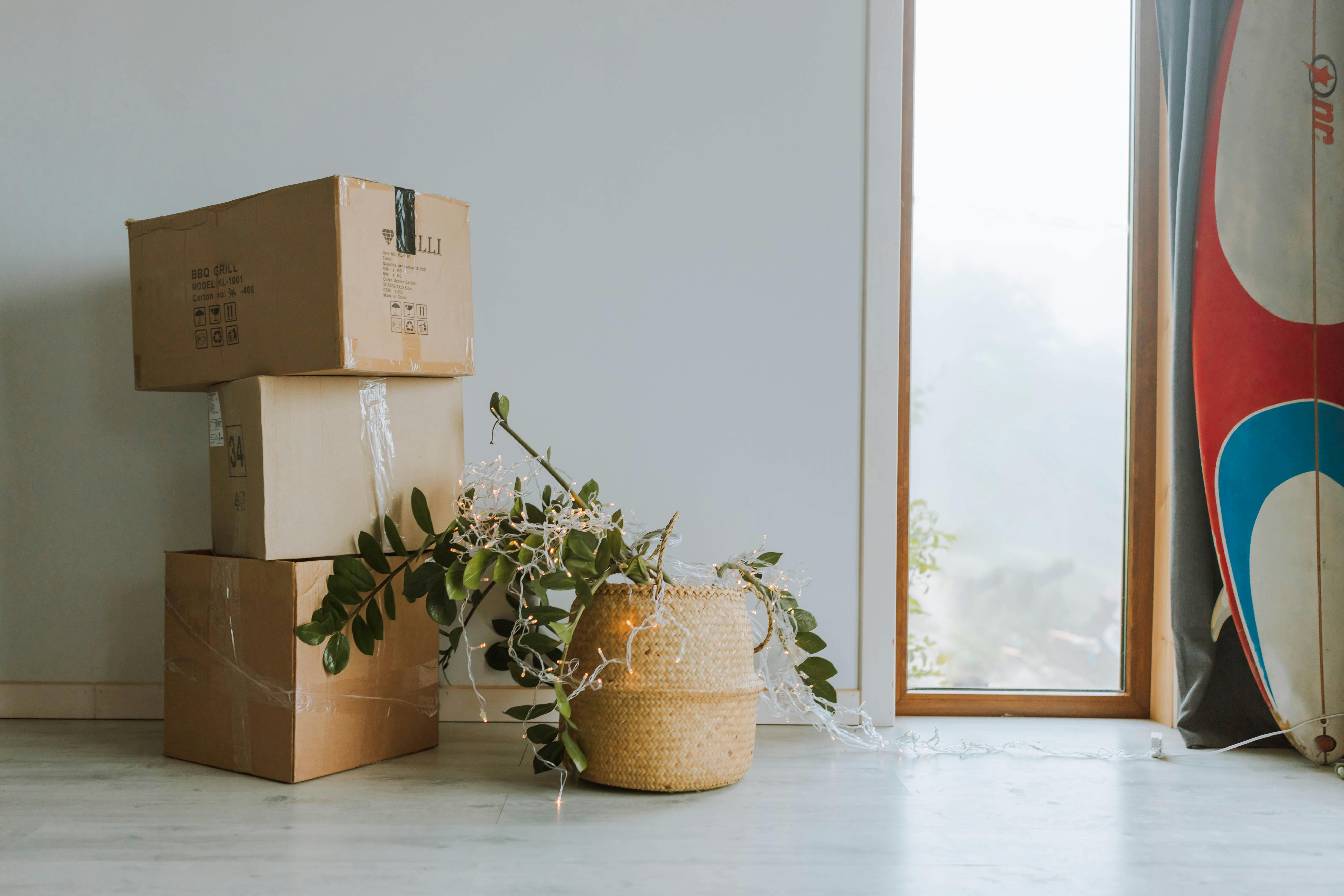 Moving day with boxes and furniture