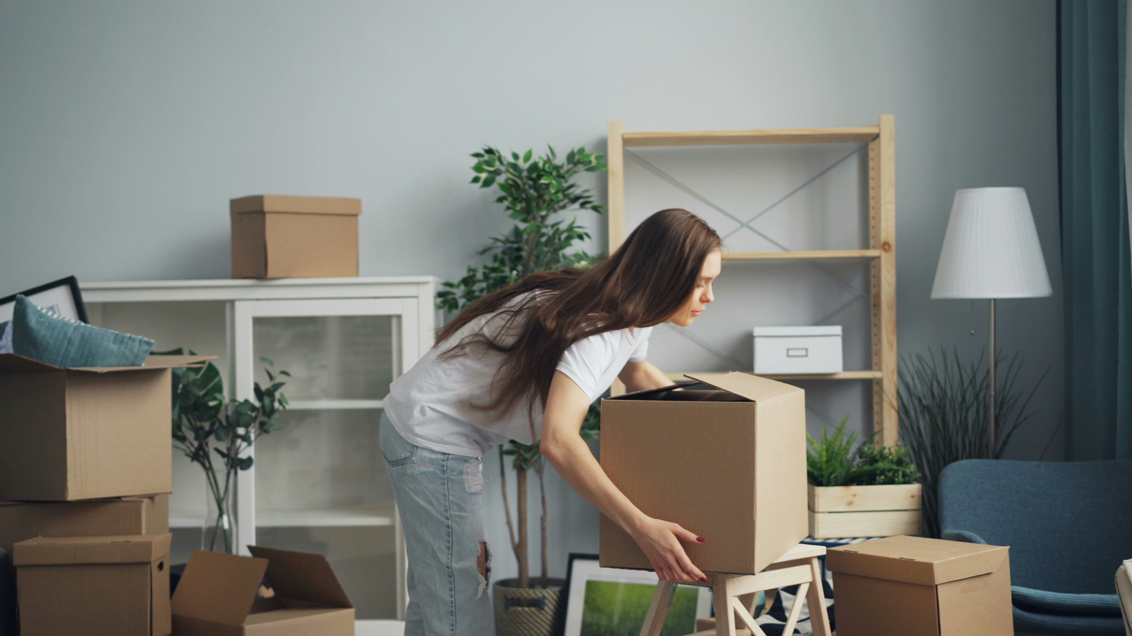 Moving day with boxes and furniture